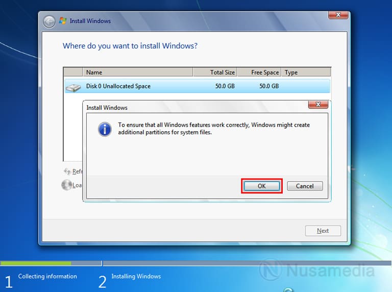 buat partisi system hardisk baru di windows 7