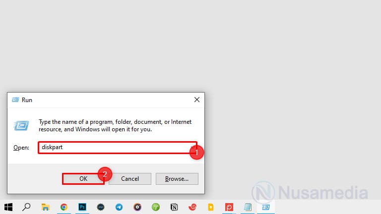 buka diskpart