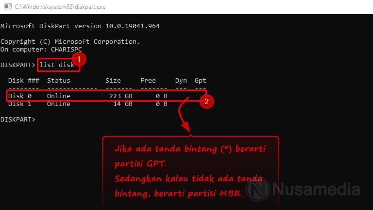 cek tipe partisi hardisk