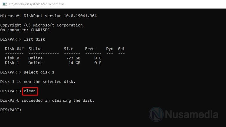 clean diskpart