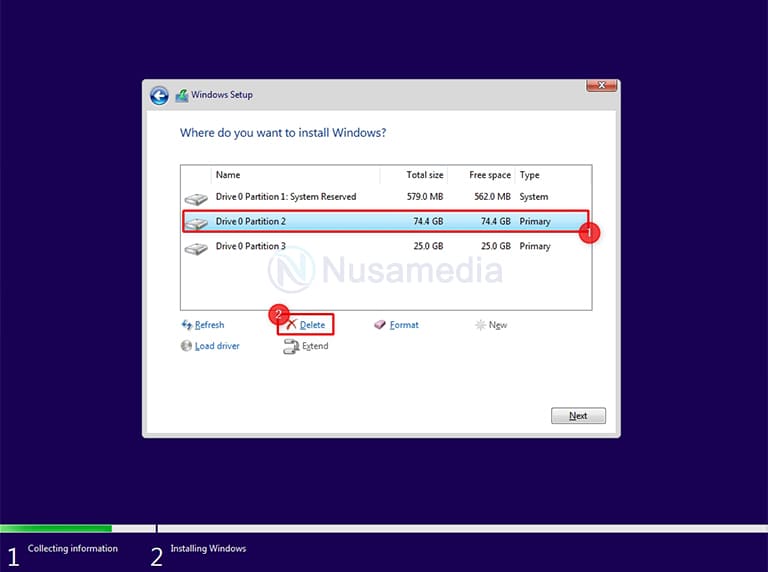 hapus partisi sebelum install ulang windows 11