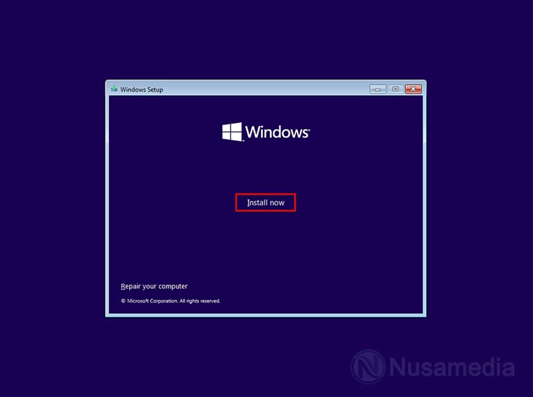 klik install now windows 11