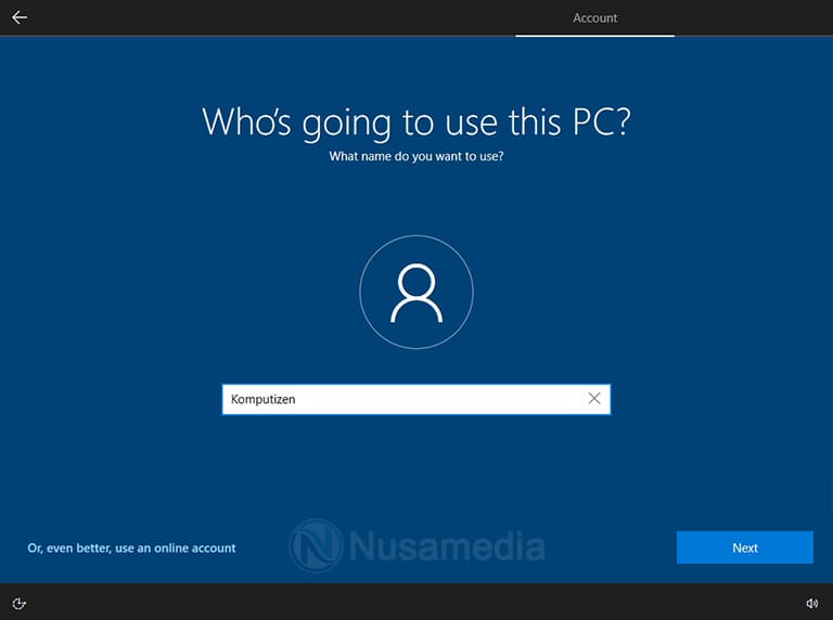 masukkan nama windows 10