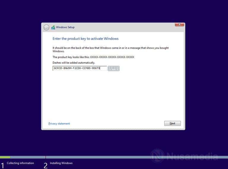 masukkan product key aktivasi windows 8