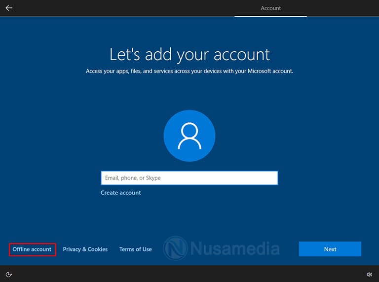 membuat offline account windows 10