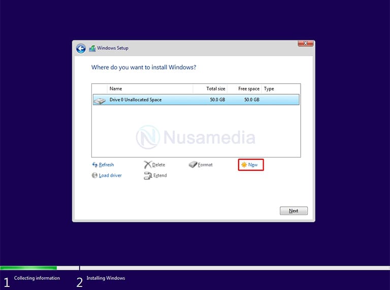 membuat partisi baru di windows 8