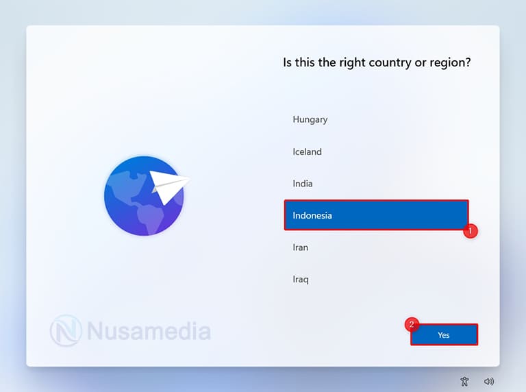 pilih country or region di windows 11