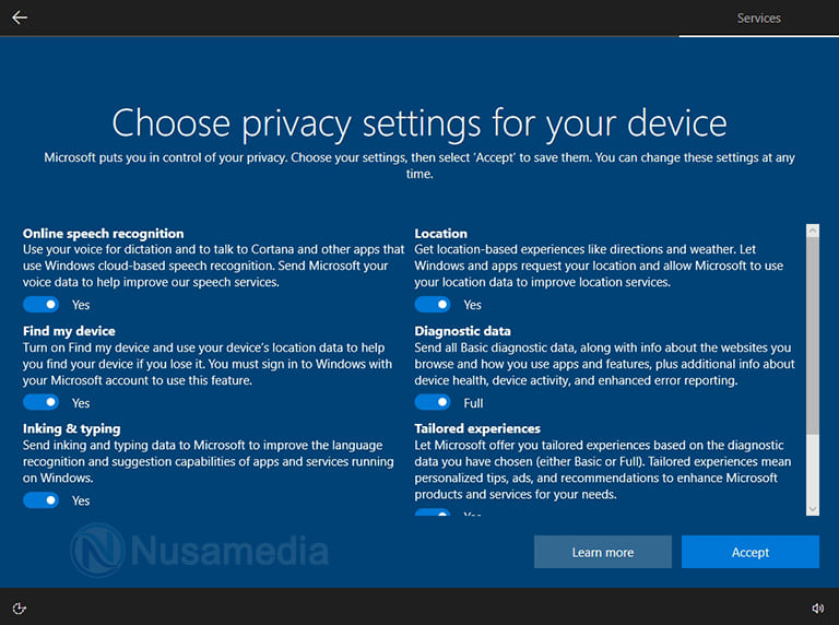 privacy settings windows 10