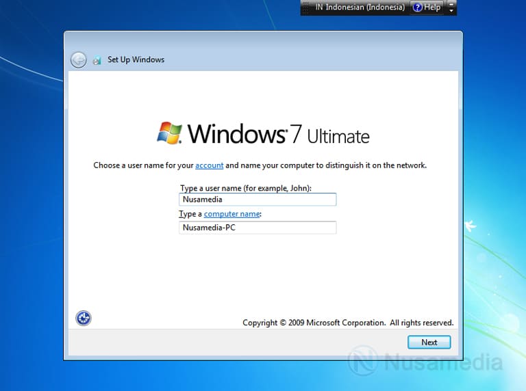 set up windows 7