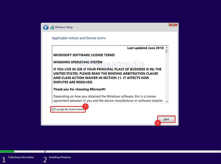 setujui microsoft software license terms windows 10