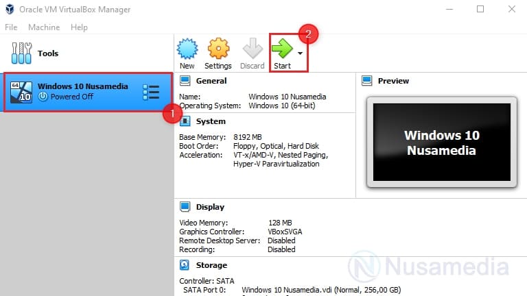 jalankan virtual machine virtualbox