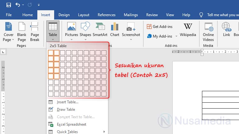 buat tabel di word