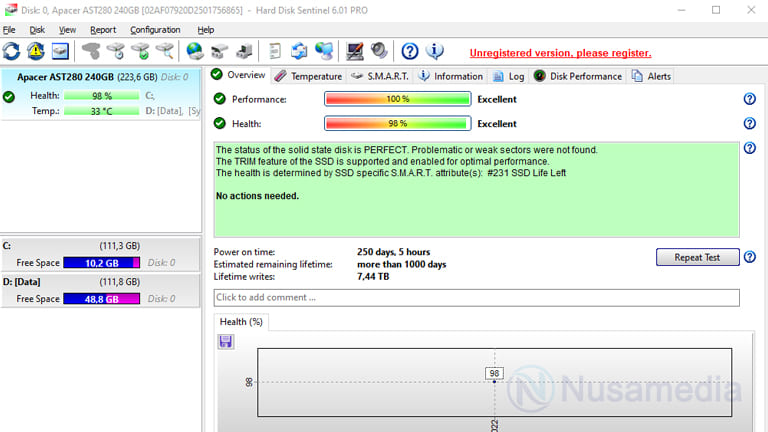 cek hardisk dengan hardisk sentinel