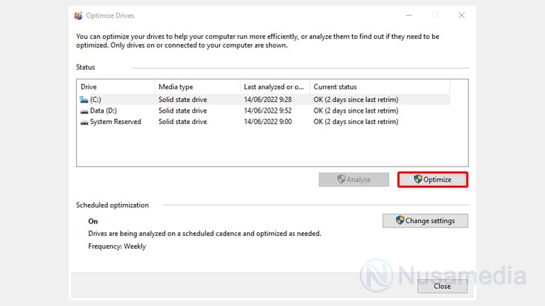 lakukan disk defragment