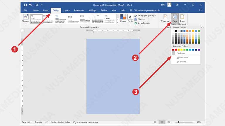 Cara mengubah warna kertas di Word jadi putih