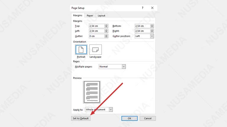 Set as Default Margin