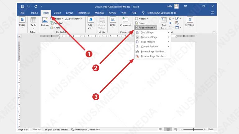 Hapus Nomor Halaman di Word