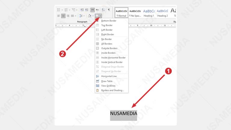 membuat garis di word menggunakan border