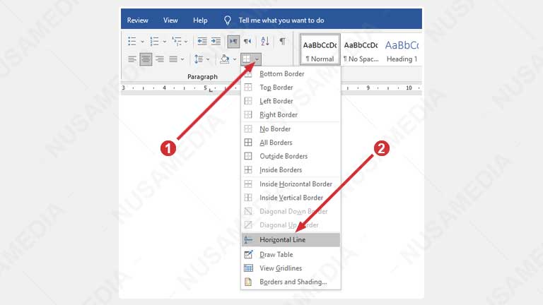 membuat horizontal line di word