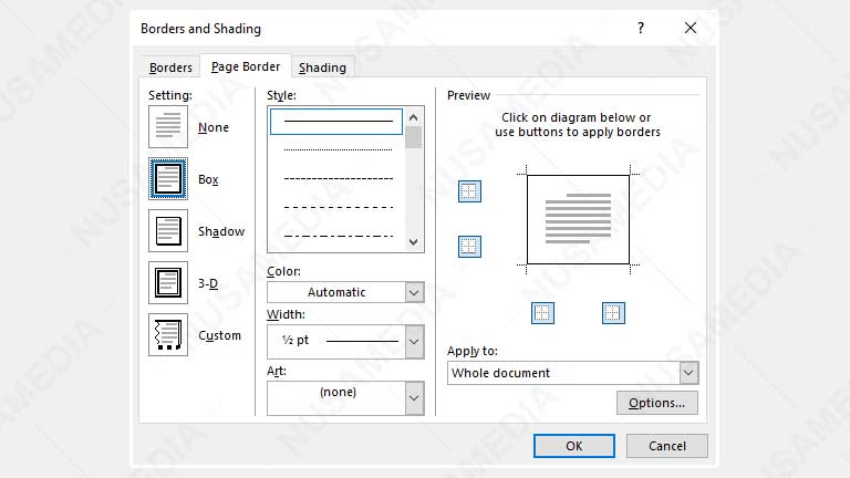 menambahkan bingkai di word