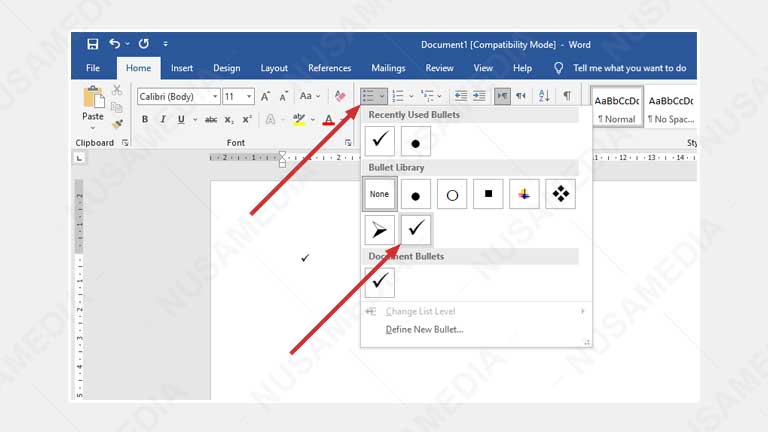 daftar centang di word